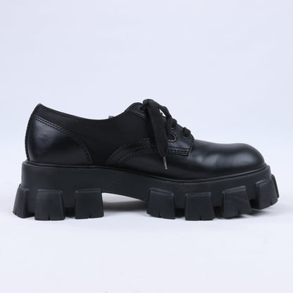 Prada Monolith Nylon & Leather Leather Loafers in Black 2EE342, Size 42 EU