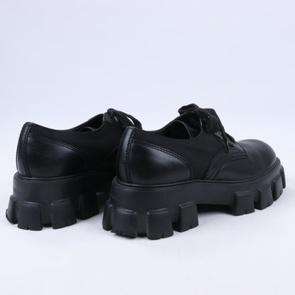 Prada Monolith Nylon & Leather Leather Loafers in Black 2EE342, Size 42 EU