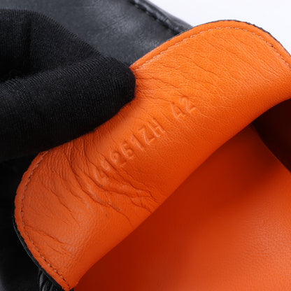 HERMES Irving Leather Driving Moccasins in Black Collier de Chien for Men, Size 42 EU