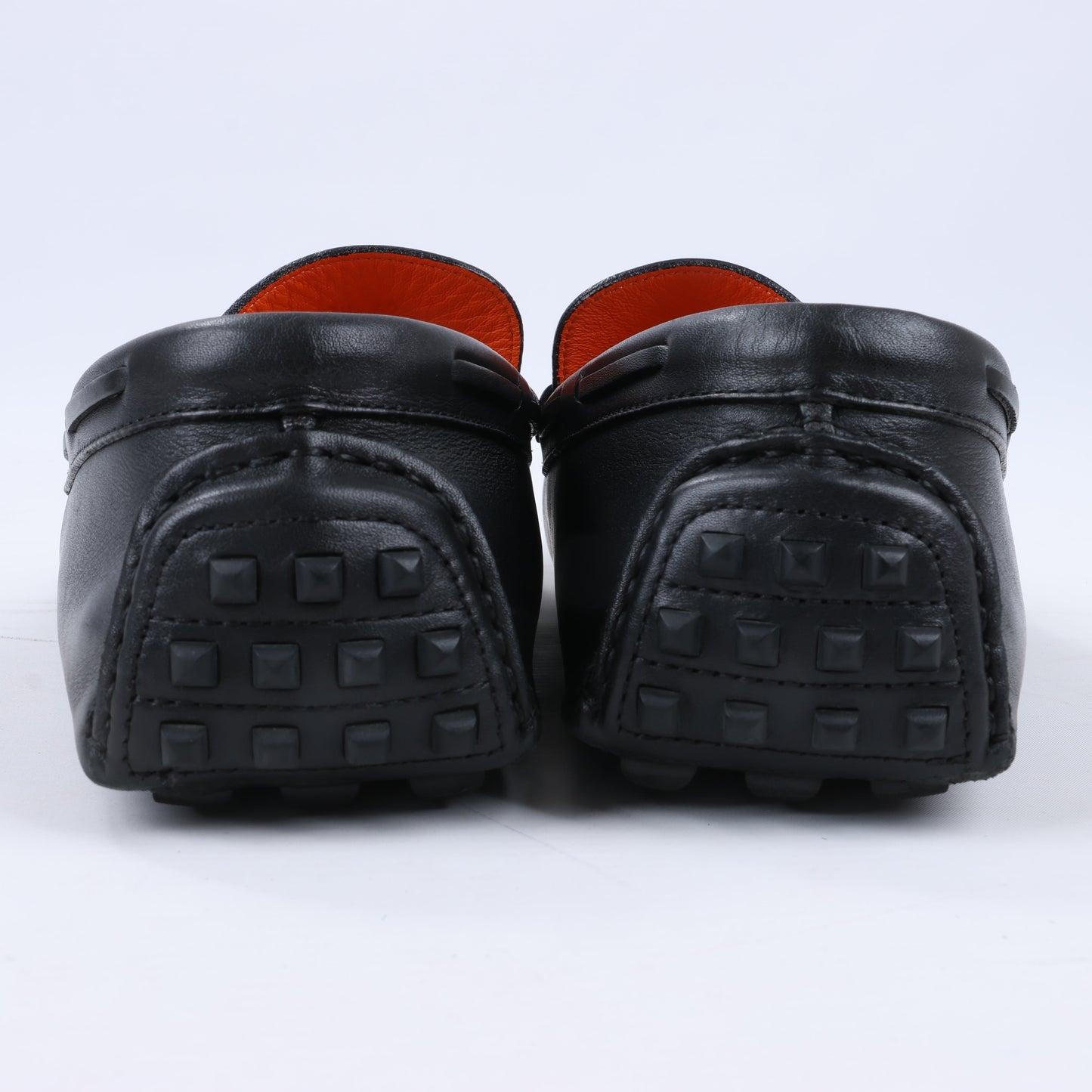 HERMES Irving Leather Driving Moccasins in Black Collier de Chien for Men, Size 42 EU