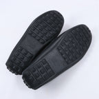 HERMES Irving Leather Driving Moccasins in Black Collier de Chien for Men, Size 42 EU