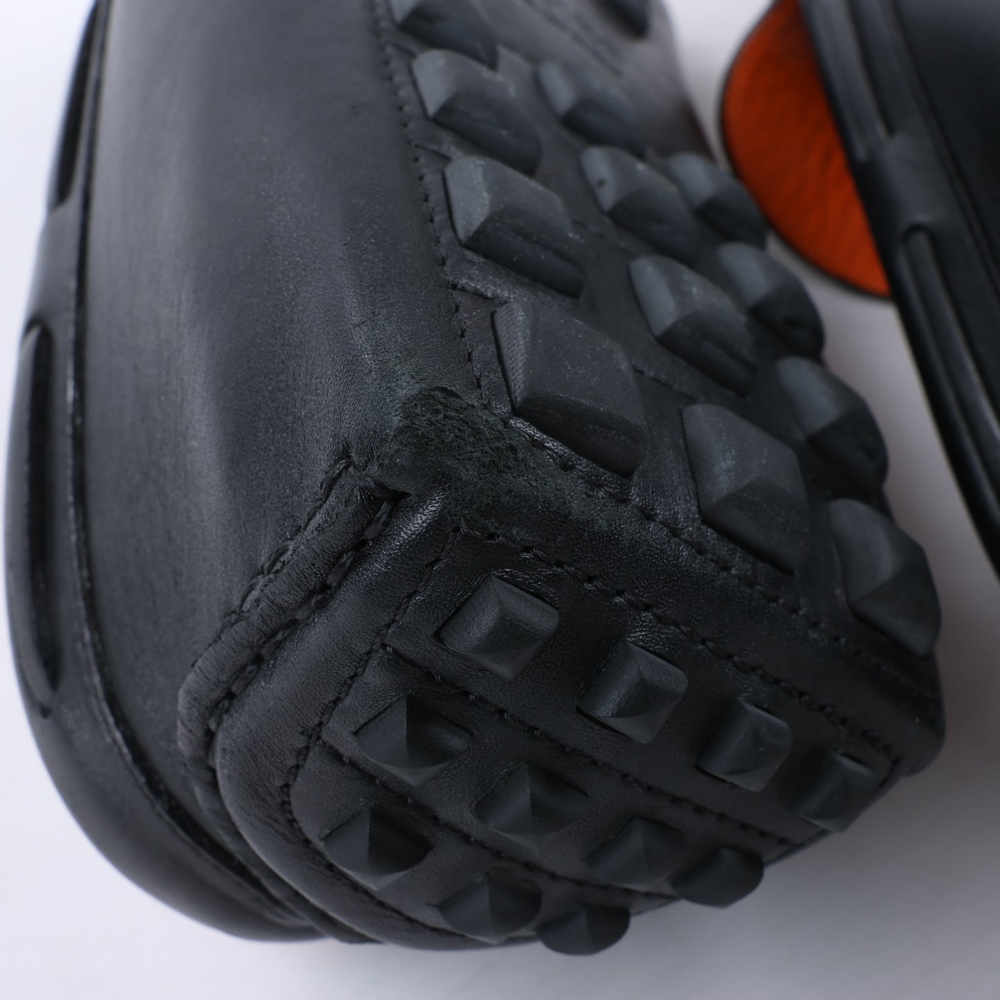 HERMES Irving Leather Driving Moccasins in Black Collier de Chien for Men, Size 42 EU