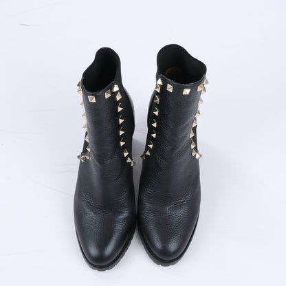 Valentino Garavani Rockstuds Side Gore-Stiefel aus schwarzem Leder, Größe 37,5 EU