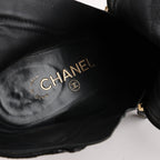 CHANEL Coco Mark Matelasse Leather & Patent Short Boots in Black G33028, Size 38 EU