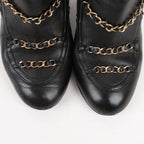 CHANEL Coco Mark Matelasse Leather & Patent Short Boots in Black G33028, Size 38 EU
