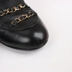 CHANEL Coco Mark Matelasse Leather & Patent Short Boots in Black G33028, Size 38 EU