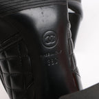 CHANEL Coco Mark Matelasse Leather & Patent Short Boots in Black G33028, Size 38 EU