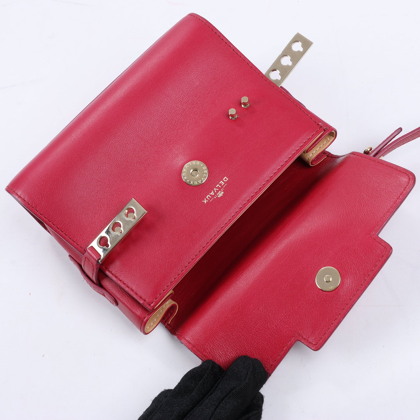 Delvaux Tempete Small Leather 2Way Handbag in Red