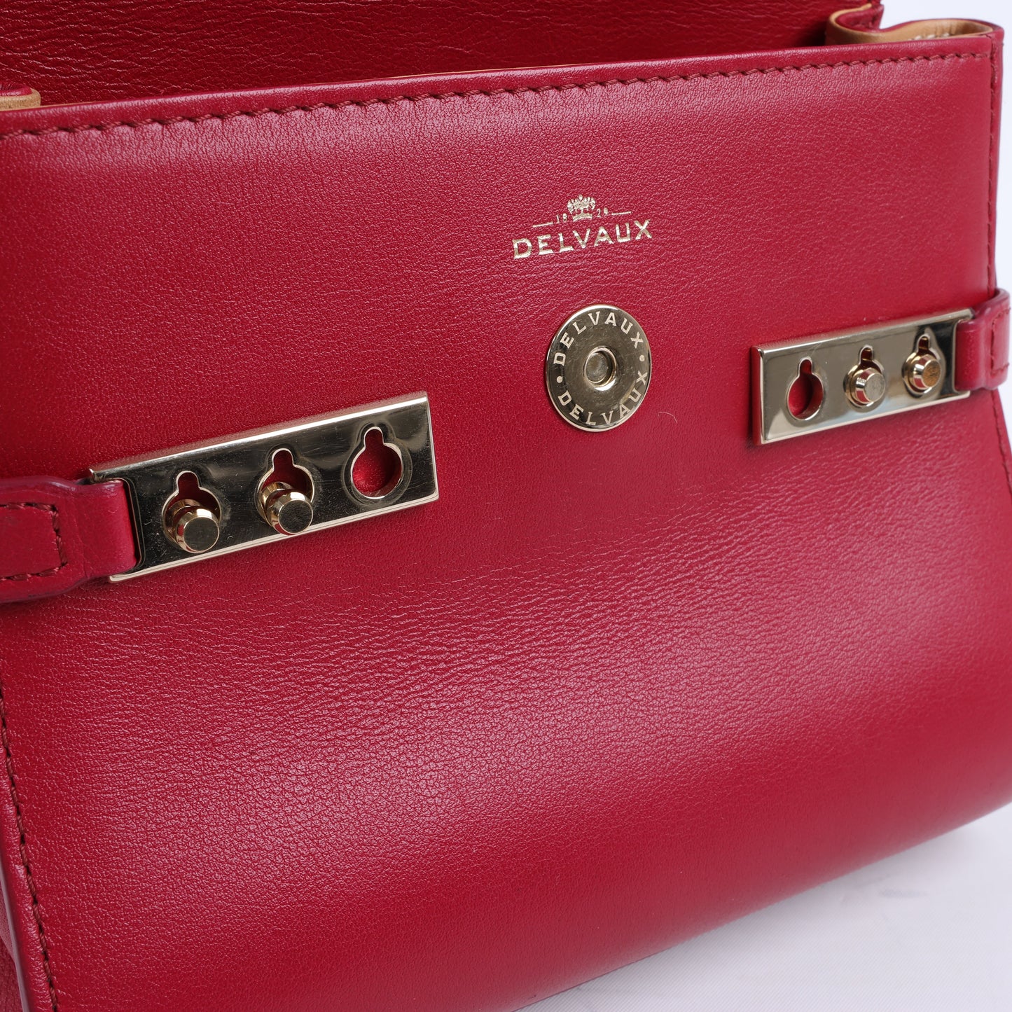 Delvaux Tempete Small Leather 2Way Handbag in Red