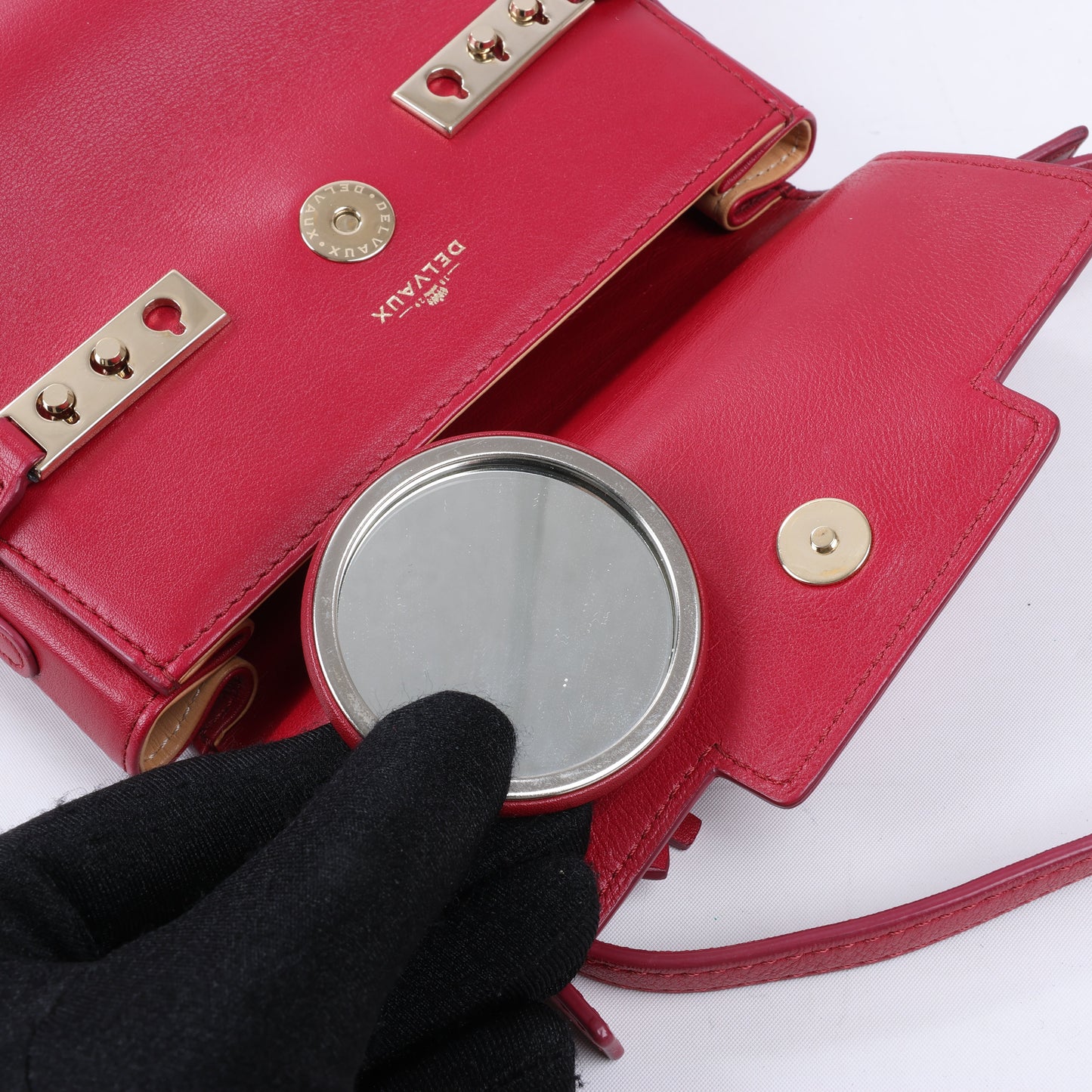 Delvaux Tempete Small Leather 2Way Handbag in Red