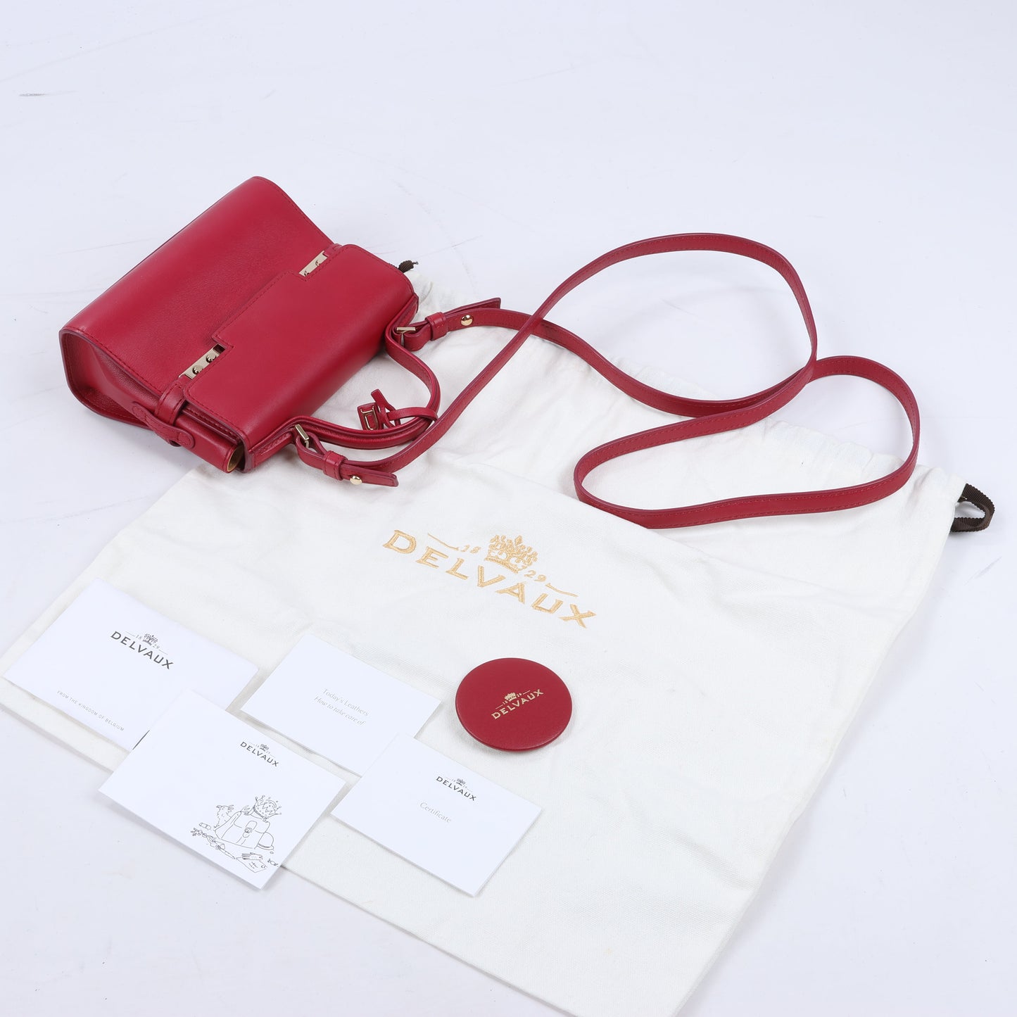 Delvaux Tempete Small Leather 2Way Handbag in Red
