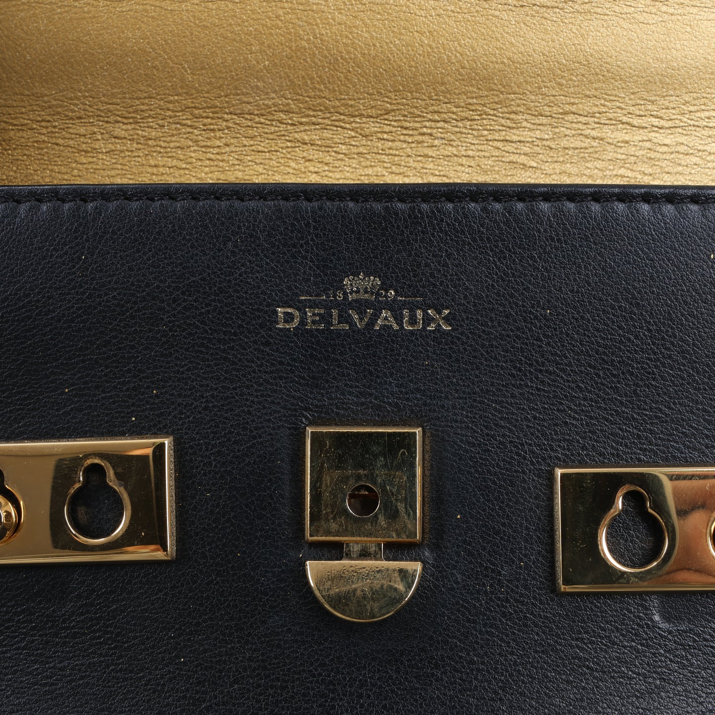 Delvaux Tempête PM Leather 2Way Handbag in Black