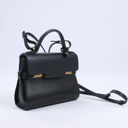 Delvaux Tempête PM Leather 2Way Handbag in Black