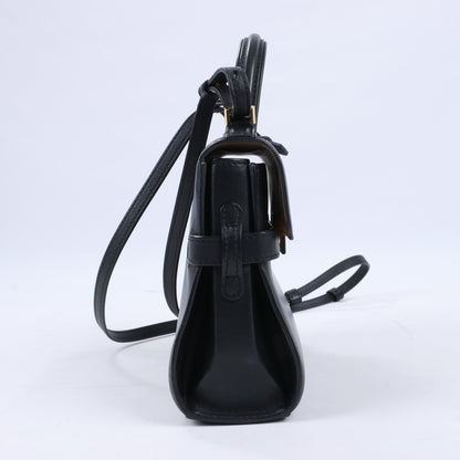 Delvaux Tempête PM 2-Wege-Handtasche aus schwarzem Leder