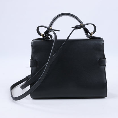 Delvaux Tempête PM Leather 2Way Handbag in Black