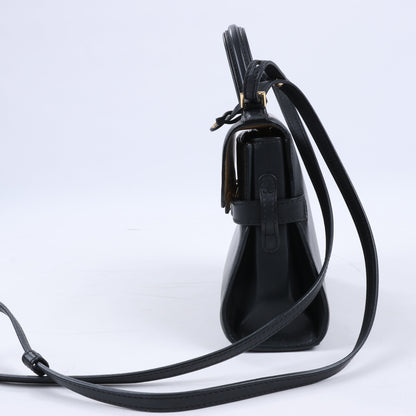 Delvaux Tempête PM Leather 2Way Handbag in Black