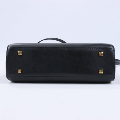 Delvaux Tempête PM Leather 2Way Handbag in Black