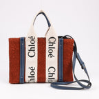 Chloé Woody Small Wool & Leather 2Way Crossbody Bag in Brown
