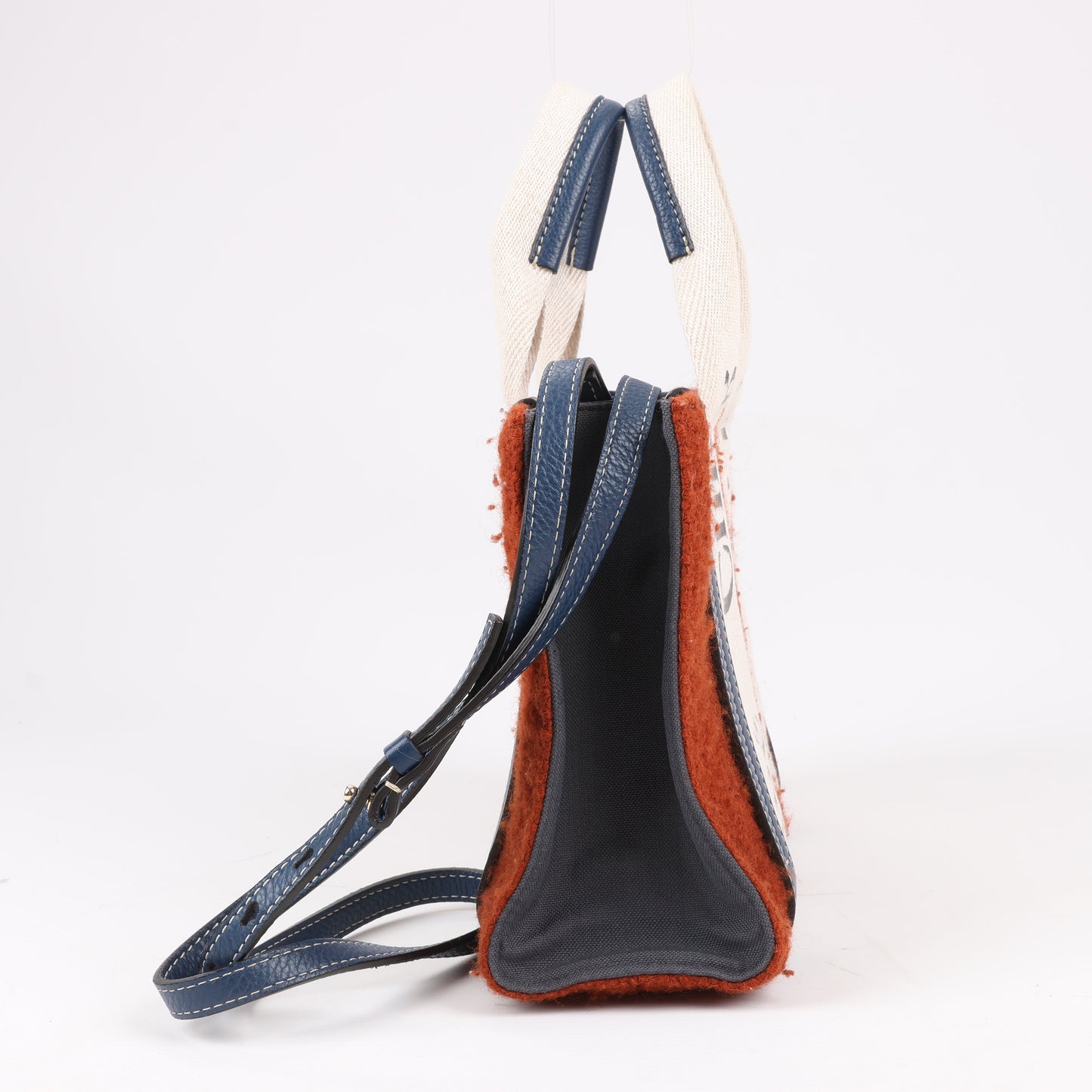 Chloé Woody – Kleine 2-Wege-Handtasche aus Wolle und Leder in Braun