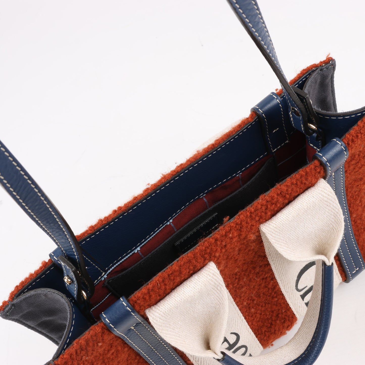 Chloé Woody Small Wool & Leather 2Way Handbag in Brown