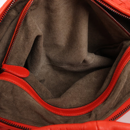 Bottega Veneta Intrecciato Hobo Leather Shoulder Bag in Red