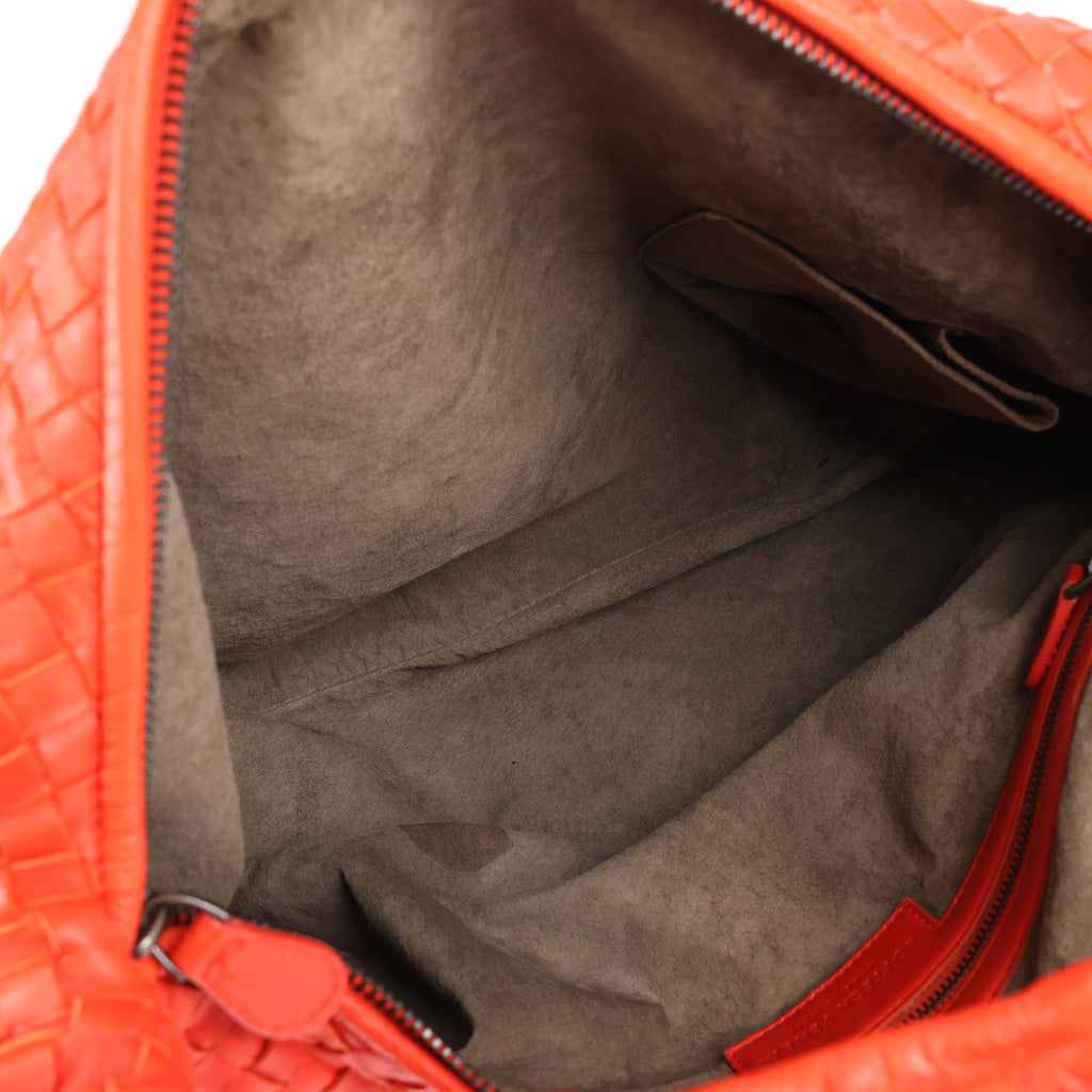 Bottega Veneta Intrecciato Hobo Leather Shoulder Bag in Red