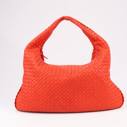 Bottega Veneta Intrecciato Hobo Leather Shoulder Bag in Red