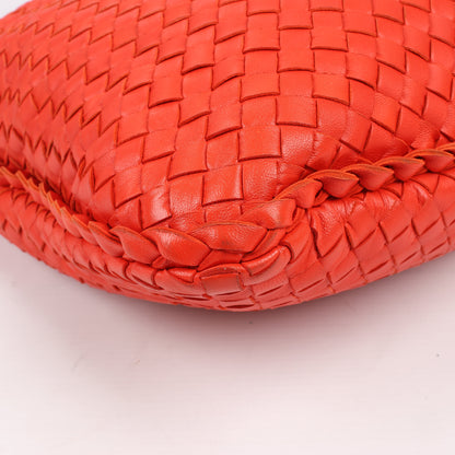 Bottega Veneta Intrecciato Hobo Leather Shoulder Bag in Red