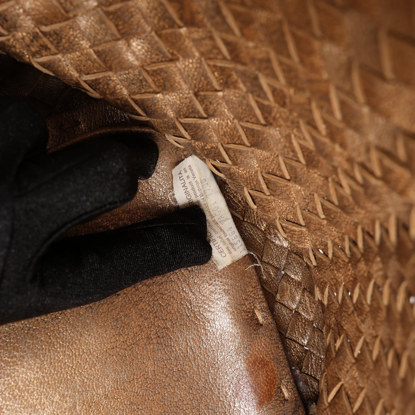 Bottega Veneta Intrecciato Cabat MM Leather Tote in Gold