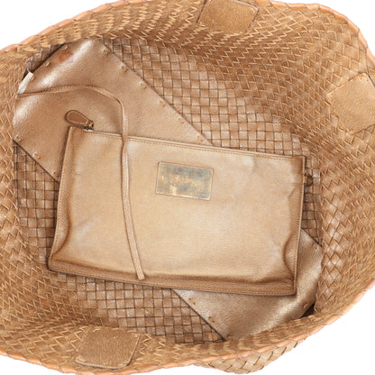 Bottega Veneta Intrecciato Cabat MM Leather Tote in Gold