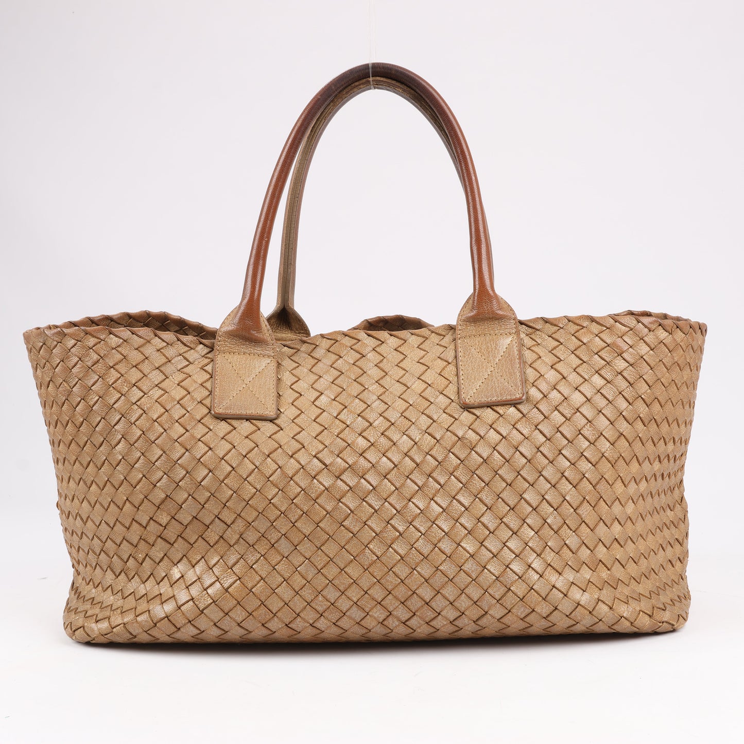 Bottega Veneta Intrecciato Cabat MM Leather Tote in Gold