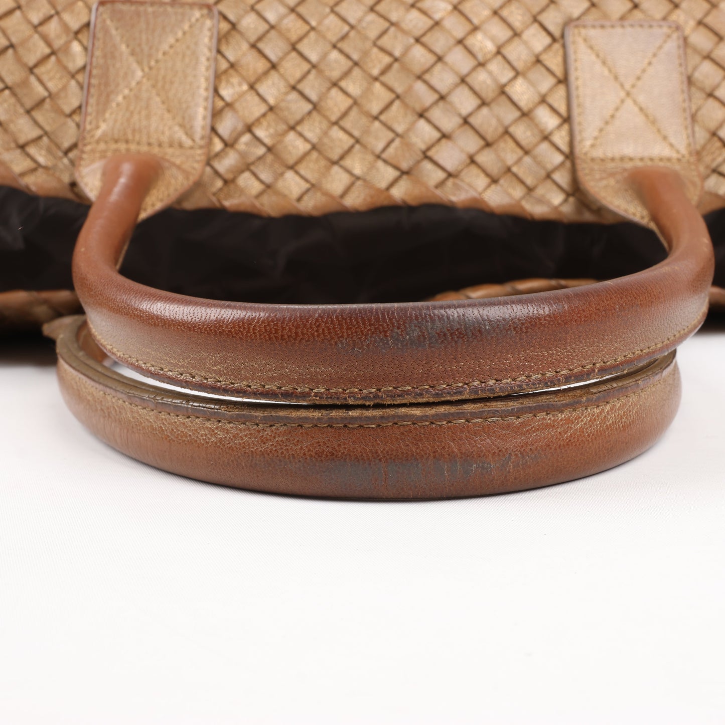 Bottega Veneta Intrecciato Cabat MM Leather Tote in Gold