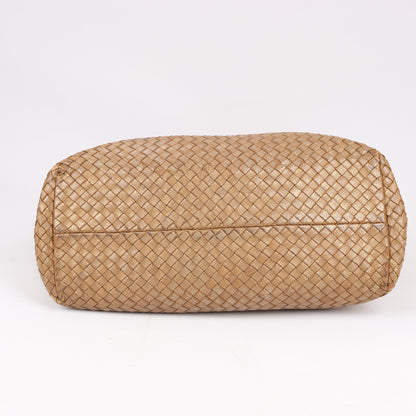 Bottega Veneta Intrecciato Cabat MM Leather Tote in Gold