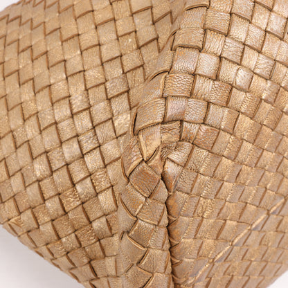 Bottega Veneta Intrecciato Cabat MM Leather Tote in Gold