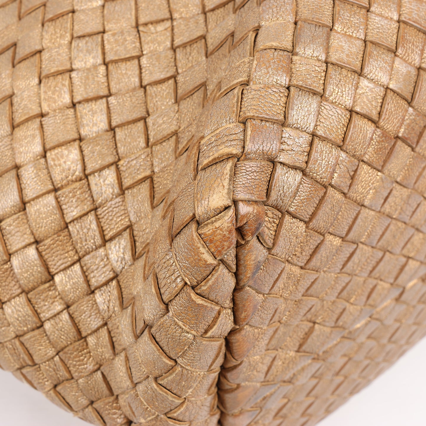 Bottega Veneta Intrecciato Cabat MM Leather Tote in Gold