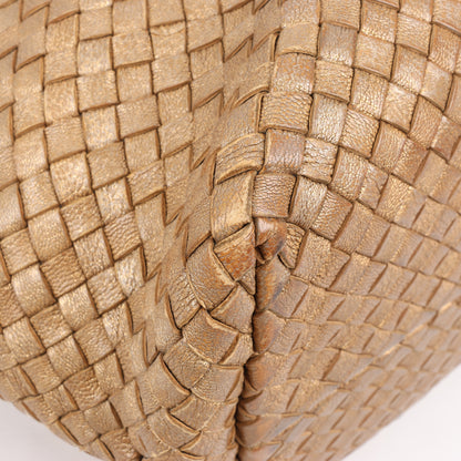 Bottega Veneta Intrecciato Cabat MM Leather Tote in Gold