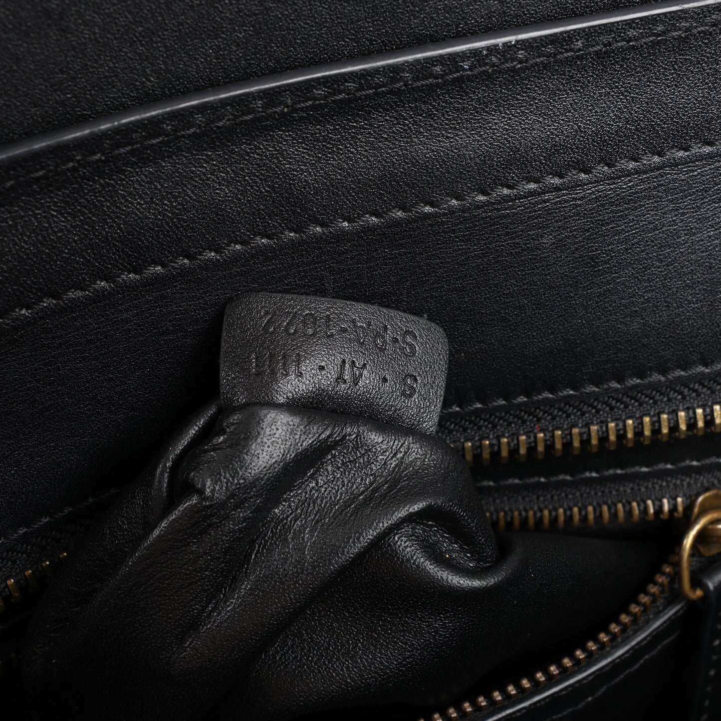 CELINE Luggage Micro Leather Handbag in Black