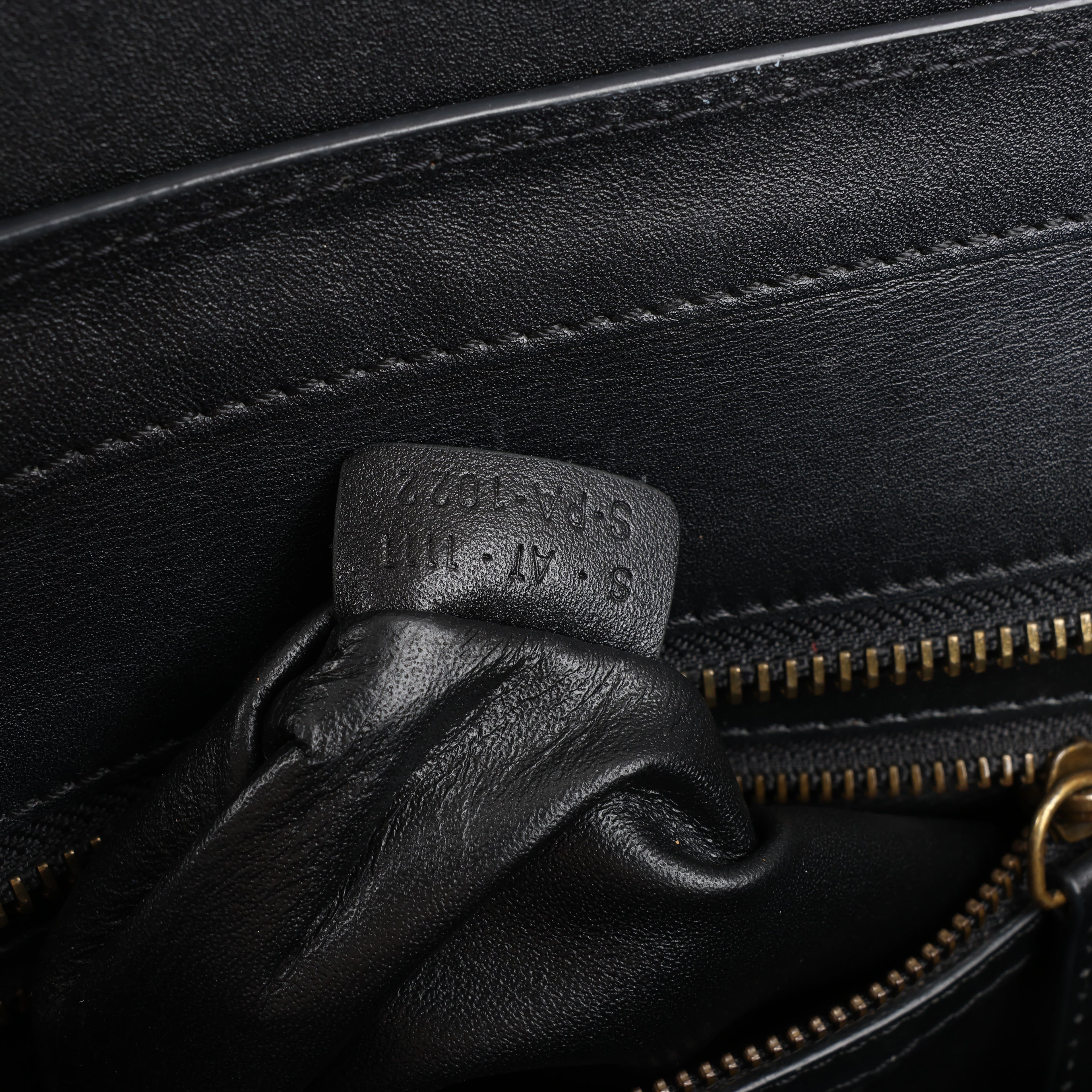 CELINE Luggage Micro Leather Handbag in Black