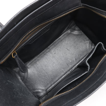 CELINE Luggage Micro Leather Handbag in Black