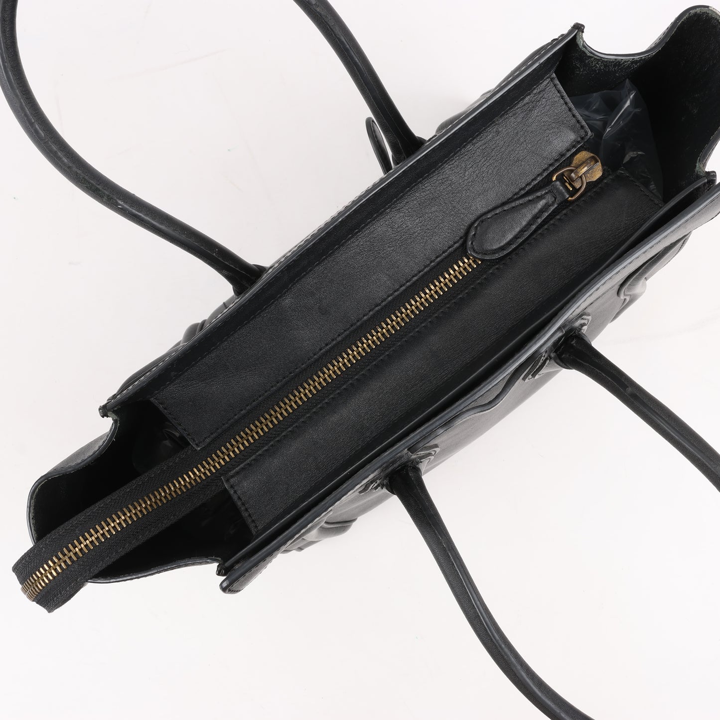 Sac à main CELINE Luggage Micro en cuir noir