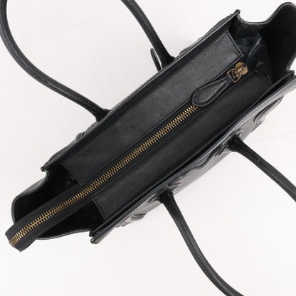 Sac à main CELINE Luggage Micro en cuir noir