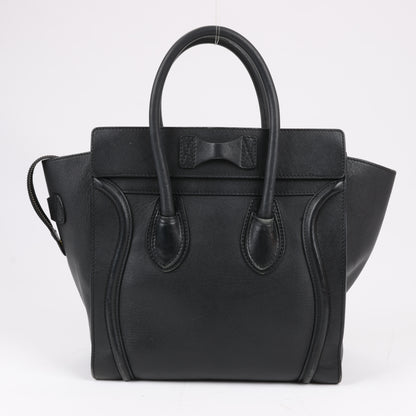 Sac à main CELINE Luggage Micro en cuir noir