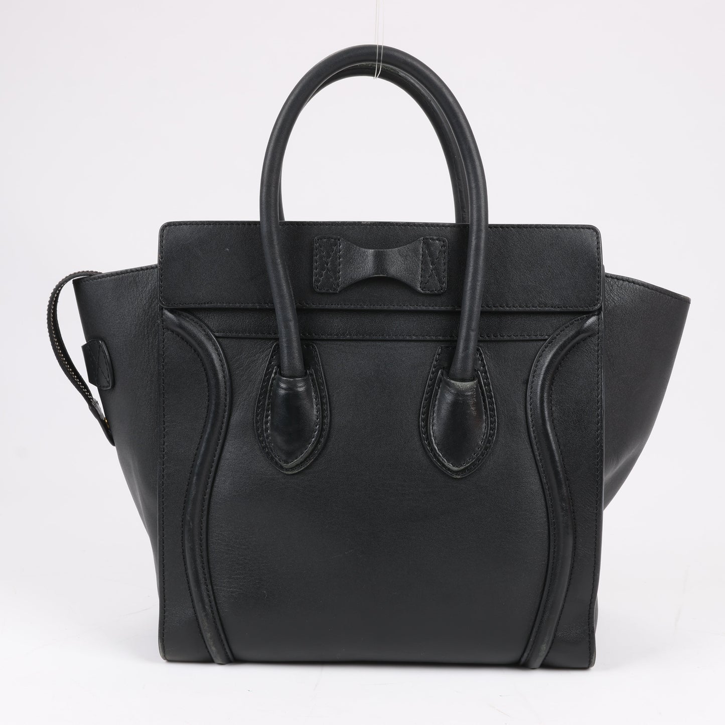 CELINE Luggage Micro Leather Handbag in Black