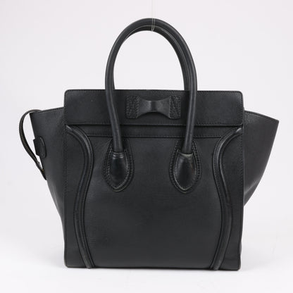 CELINE Luggage Micro Leather Handbag in Black