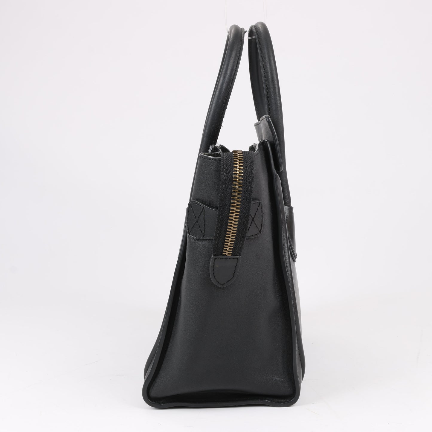 CELINE Luggage Micro Leather Handbag in Black
