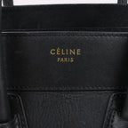 CELINE Luggage Micro Leather Handbag in Black
