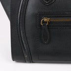CELINE Luggage Micro Leather Handbag in Black