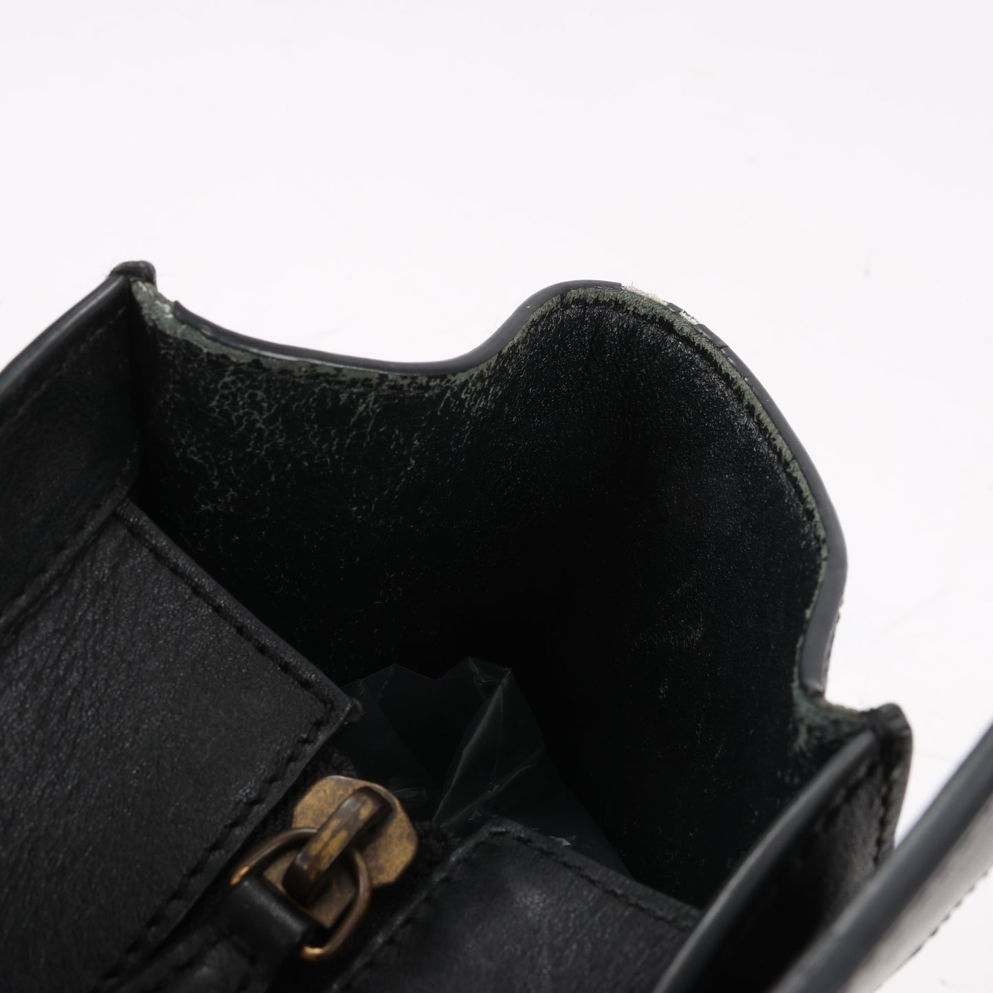 CELINE Luggage Micro Leather Handbag in Black