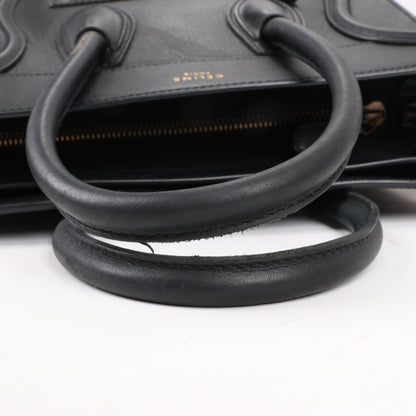 CELINE Luggage Micro Leather Handbag in Black