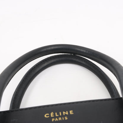 CELINE Luggage Micro Leather Handbag in Black